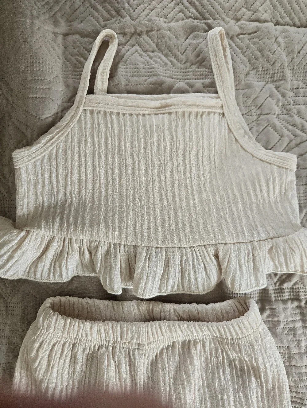 Cream Crochet-Trim Girls Two-Piece Set 18-24m